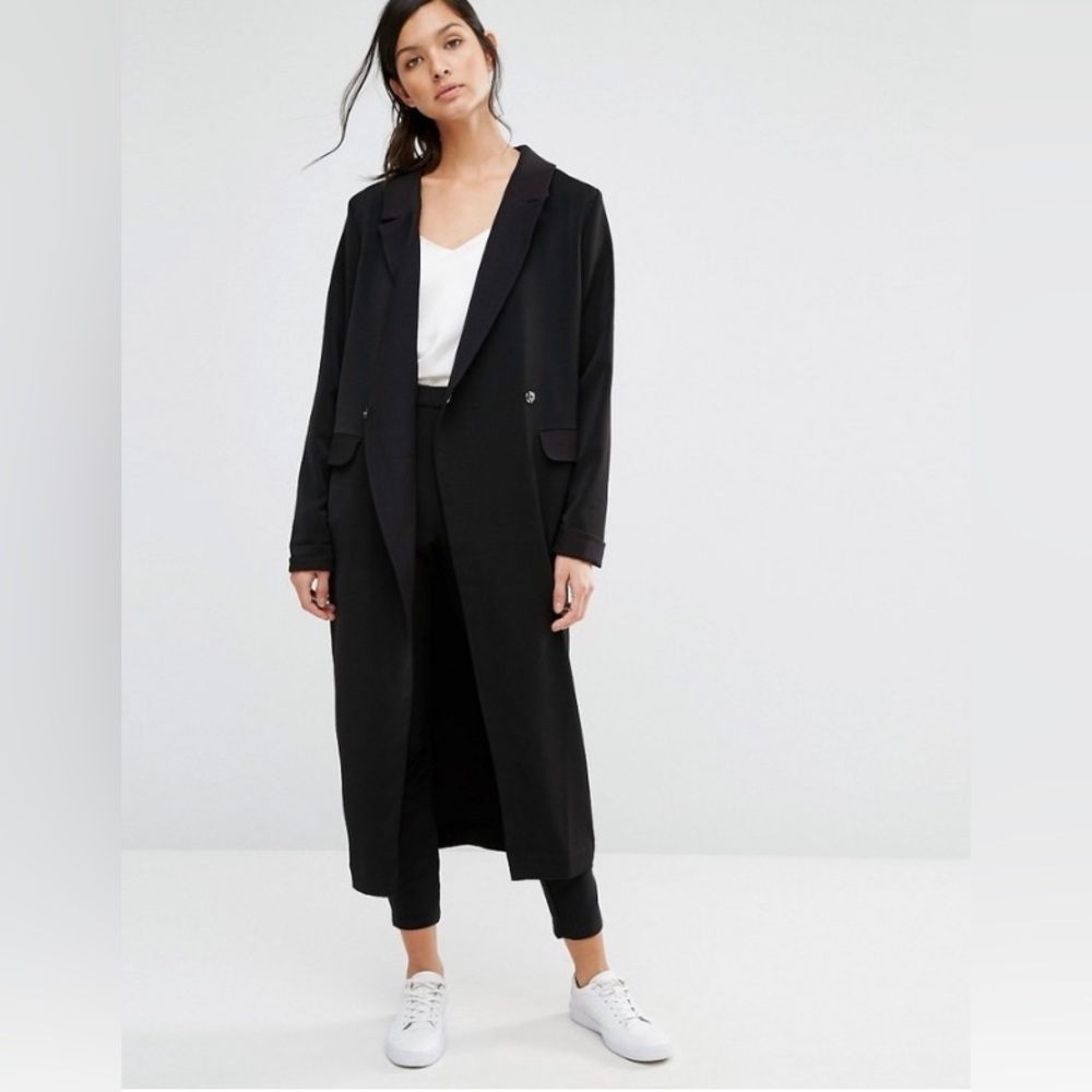 Neon Rose Relaxed Tuxedo Duster Coat